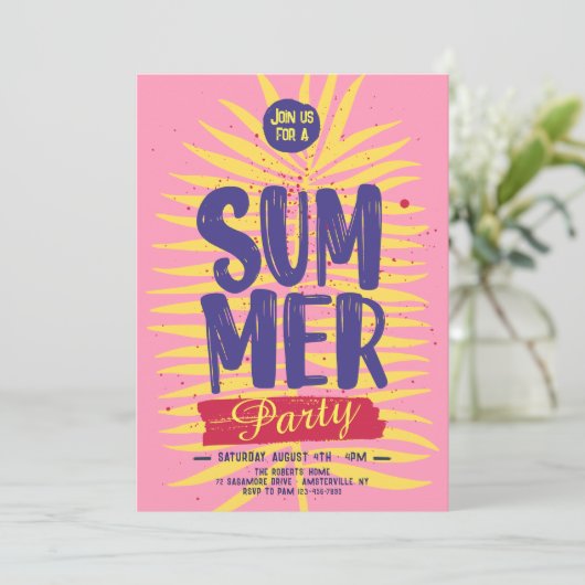 Invitation à la fête d'été rose (Debout devant)