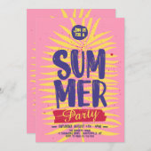 Invitation à la fête d'été rose (Devant / Derrière)