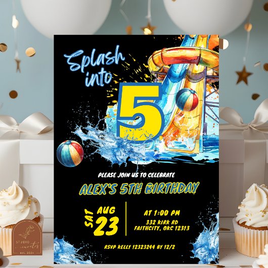 Invitation à la fête d'été Splash into Five Piscin