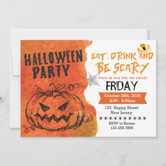 Invitation à la fête d'Halloween (Devant)