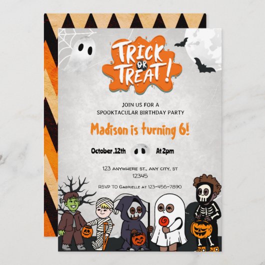 Invitation à la fête d'Halloween (Devant / Derrière)