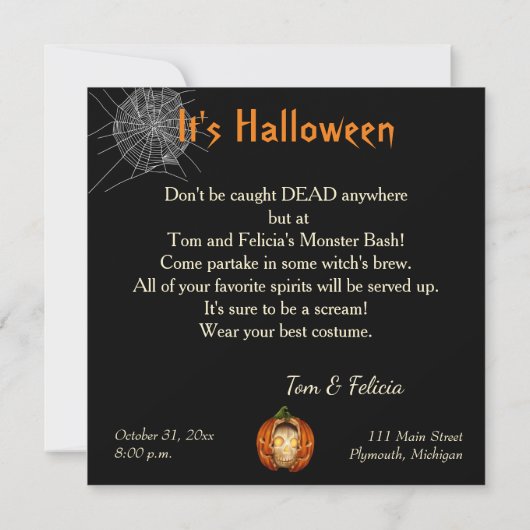 Invitation à la fête d'Halloween (Dos)