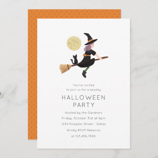 Invitation à la fête d'Halloween (Devant / Derrière)