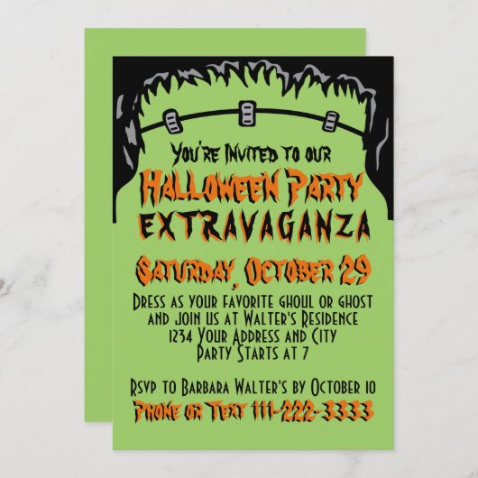 Invitation à la fête d'Halloween (Devant / Derrière)