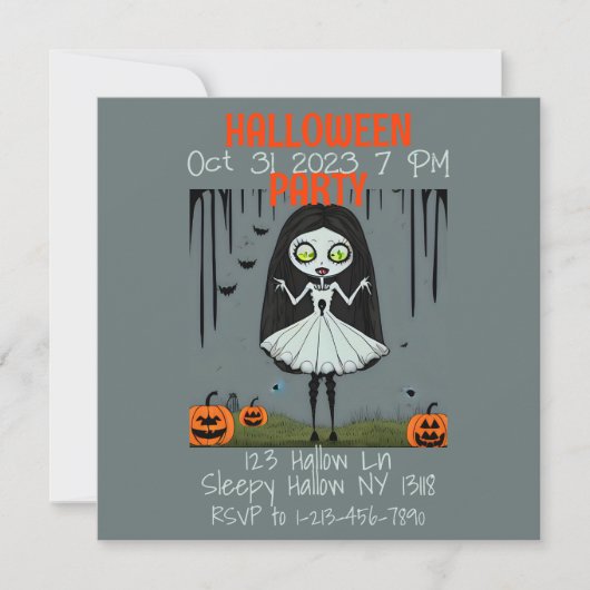 Invitation à la fête d'Halloween (Devant)