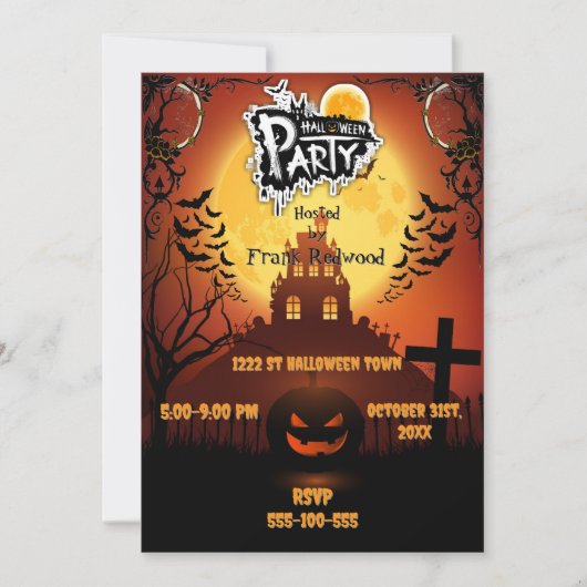Invitation à la fête d'Halloween (Devant)