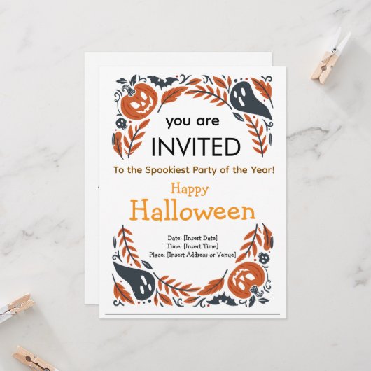 Invitation à la fête d'Halloween (Devant/Arrière en situation)