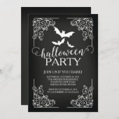 Invitation à la fête d'Halloween à Vintage Bats (Devant / Derrière)