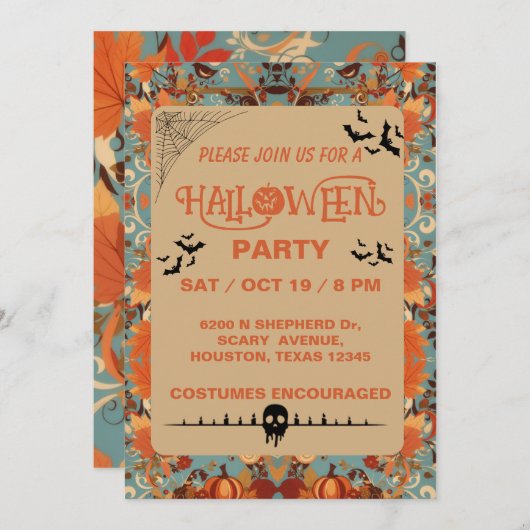Invitation à la fête d'Halloween adulte modifiable (Devant / Derrière)