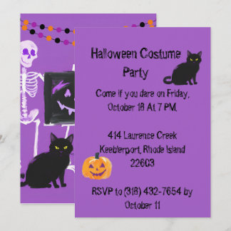 Invitation à la fête d'Halloween adulte violet