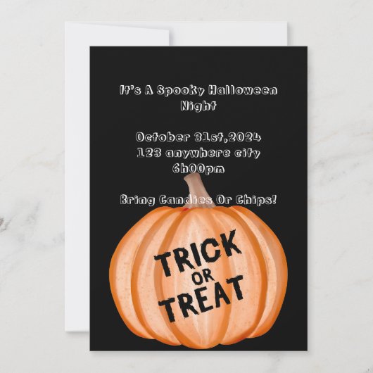 invitation à la fête d'halloween avec citrouille e (Devant)