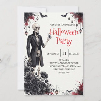 Invitation à la fête d'Halloween avec un homme squ