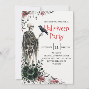 Invitation à la fête d'Halloween avec un squelette
