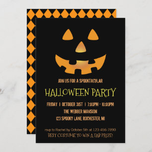 Invitation à la fête d'Halloween avec visage citro