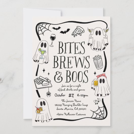 Invitation à la fête d'Halloween Bites, Brews et H (Devant)