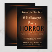 Invitation à la fête d'Halloween Black & Orange (Devant / Derrière)