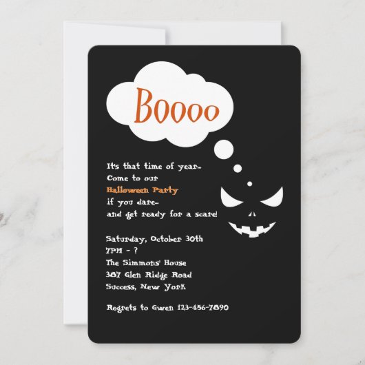 Invitation à la fête d'Halloween Boo (Devant)