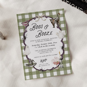 Invitation à la fête d'Halloween Boos & Booze Cock