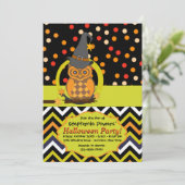 Invitation à la fête d'Halloween Bright Eyed Owl (Debout devant)