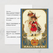 Invitation à la fête d'Halloween Chats Vintages En (Devant / Derrière)