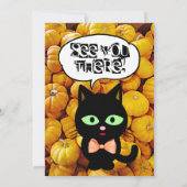 Invitation à la fête d'Halloween Citrouille & Chat (Dos)
