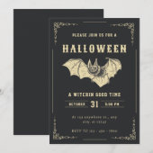 Invitation À La Fête D'Halloween Créative Noire Et (Devant / Derrière)