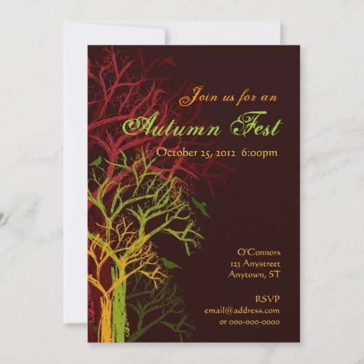 Invitation à la fête d'Halloween d'automne (Devant)