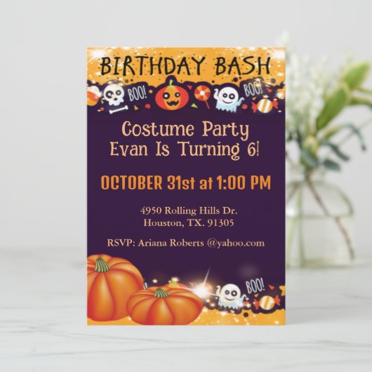 Invitation à la fête d'Halloween de Bash Kid (Debout devant)