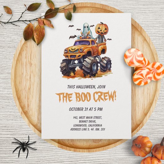 Invitation à la fête d'Halloween de Boo Crew