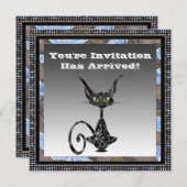 Invitation à la fête d'Halloween de chats classiqu (Devant / Derrière)