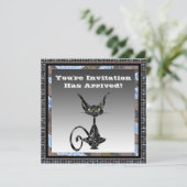 Invitation à la fête d'Halloween de chats classiqu (Debout devant)