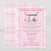 Invitation à la fête d'Halloween de fantôme rose (Devant / Derrière)