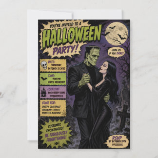 Invitation à la fête d'Halloween de Franki et Mort