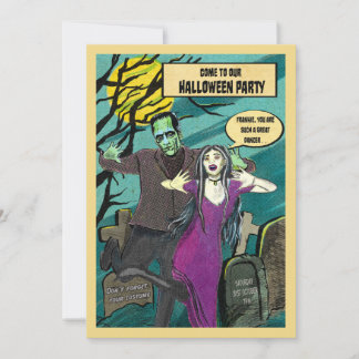 Invitation à la fête d'Halloween de Frankie & Mort