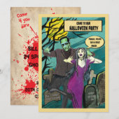 Invitation à la fête d'Halloween de Frankie & Mort (Devant / Derrière)