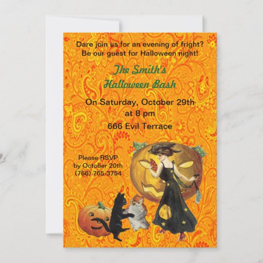 Invitation à la fête d'Halloween de la citrouille (Devant)