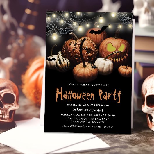 Invitation à la fête d'Halloween de la citrouille
