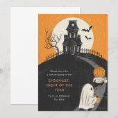 Invitation à la fête d'Halloween de la maison hant (Devant / Derrière)