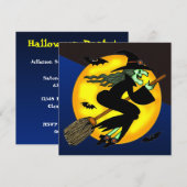 Invitation à la fête d'Halloween de la sorcière (Devant / Derrière)