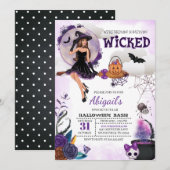 Invitation à la fête d'Halloween de la sorcière (Devant / Derrière)