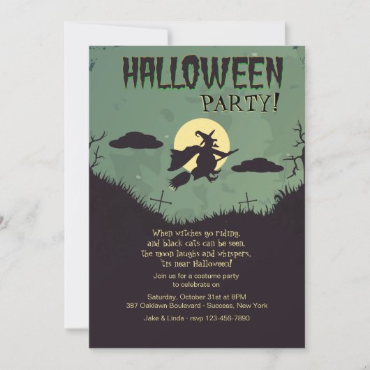 Invitation à la fête d'Halloween de la sorcière vo (Devant)