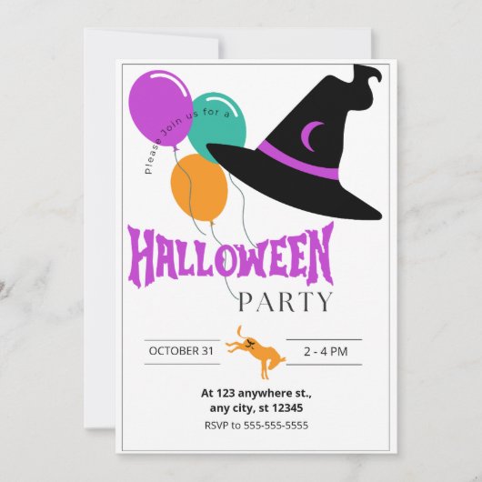 Invitation à la fête d'Halloween de l'âne (Devant)