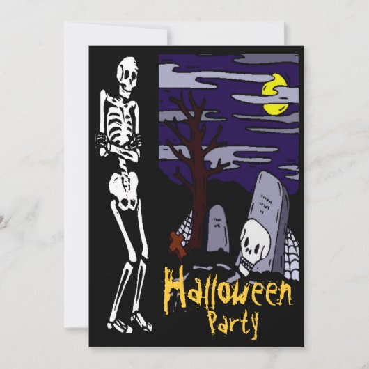 Invitation à la fête d'Halloween de Skeleton (Devant)