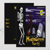Invitation à la fête d'Halloween de Skeleton (Devant / Derrière)