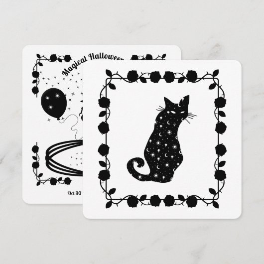 Invitation à la fête d'Halloween de Sorcière et Ch (Devant / Derrière)