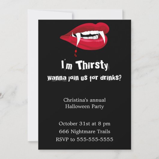 Invitation à la fête d'Halloween de Thirsty Vampir (Devant)