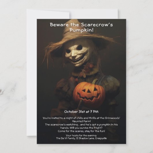 Invitation à la fête d'Halloween d'épouvantail eff (Devant)