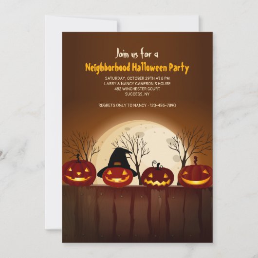 Invitation à la fête d'Halloween des citrouilles s (Devant)