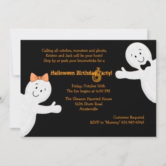 Invitation à la fête d'Halloween des frères et soe (Devant)