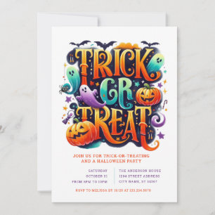 Invitation à la fête d'Halloween des friandises ou